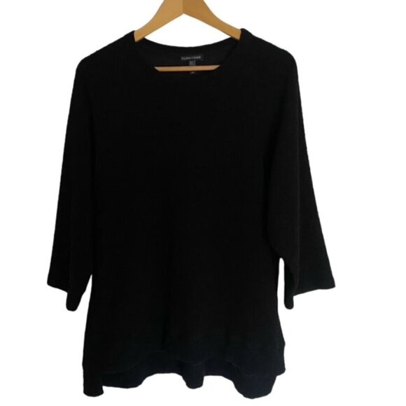 Eileen Fisher Black Textured Raglan Tunic Large - Picture 1 of 5